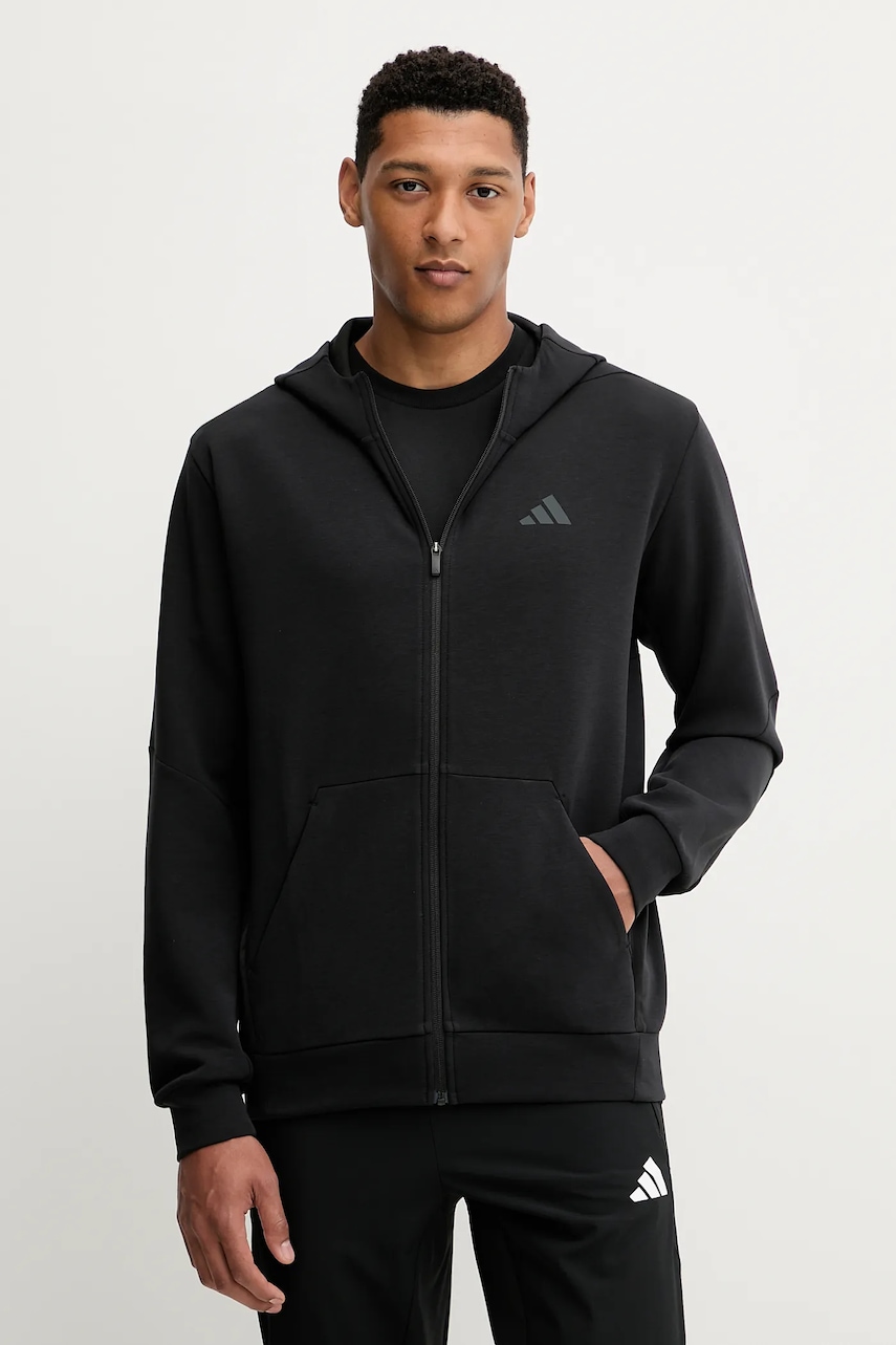 Tréninková mikina adidas Performance Designed for Training pánská, černá barva, s kapucí, hladká, IY1131