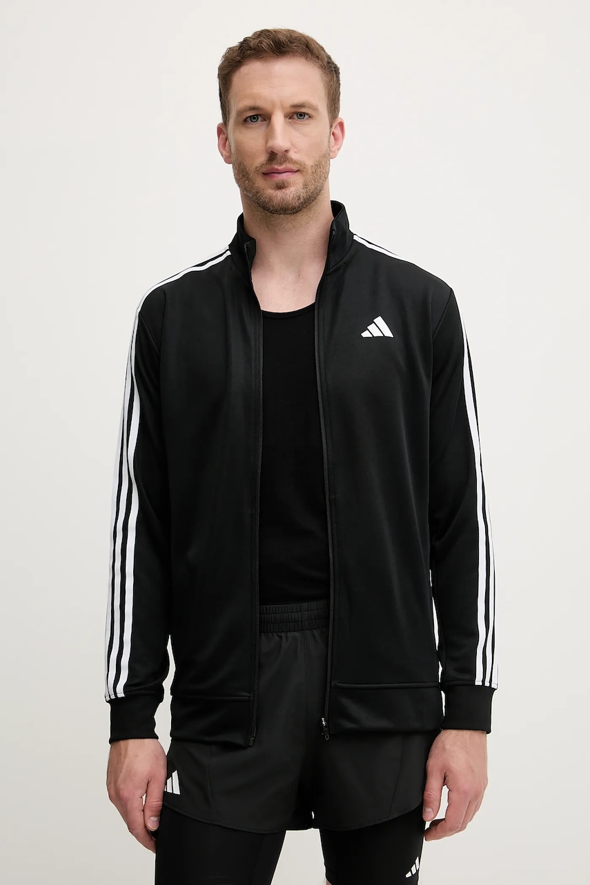 Tréninková mikina adidas Performance Train Essentials pánská, černá barva, vzorovaná, JC7724