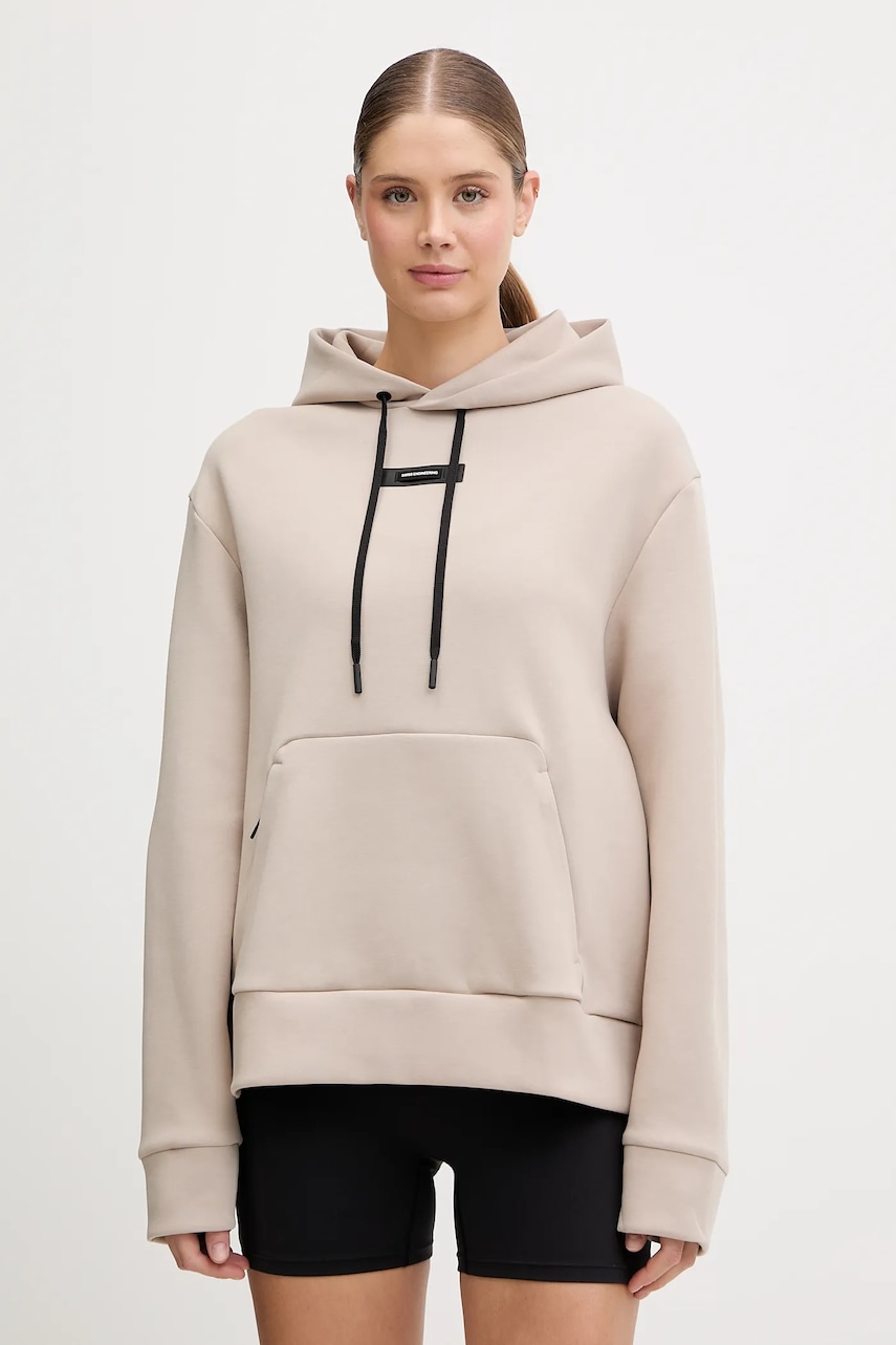 Tréninková mikina ON Focus Tech dámská, béžová barva, s kapucí, hladká, 1WF30360603