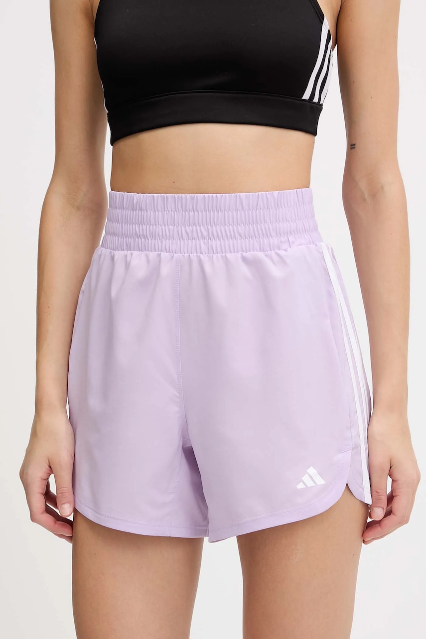 Tréninkové šortky adidas Performance Pacer dámské, fialová barva, high waist, JX4852