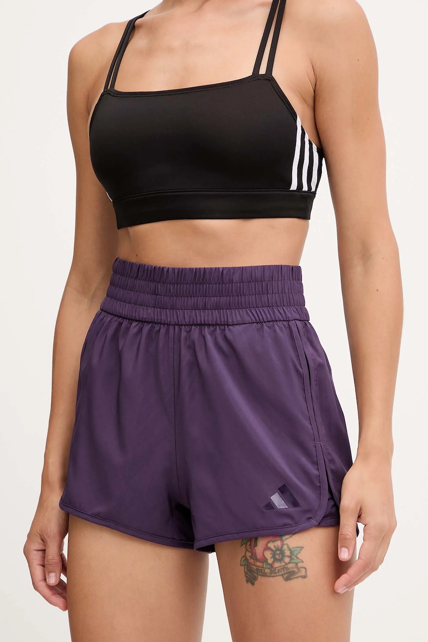 Tréninkové šortky adidas Performance Pacer dámské, fialová barva, high waist, JX7300