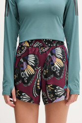 Tréninkové šortky adidas Performance x Farm Rio dámské, vínová barva, high waist, JL7005