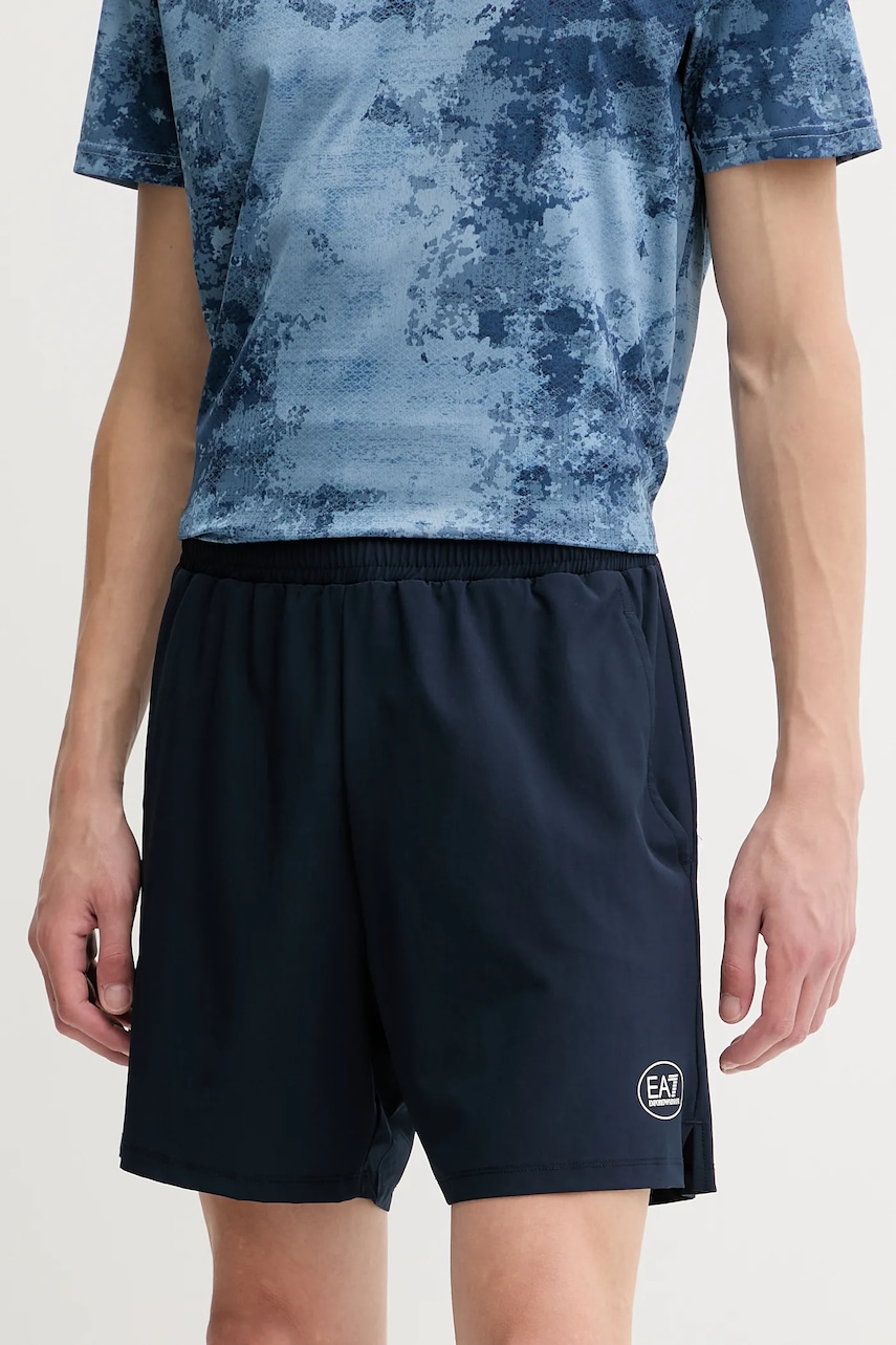 Tréninkové šortky EA7 Emporio Armani pánské, tmavomodrá barva, AF17683.7M000835