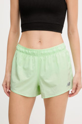 Tréninkové šortky New Balance dámské, zelená barva, high waist, WS41286MEW