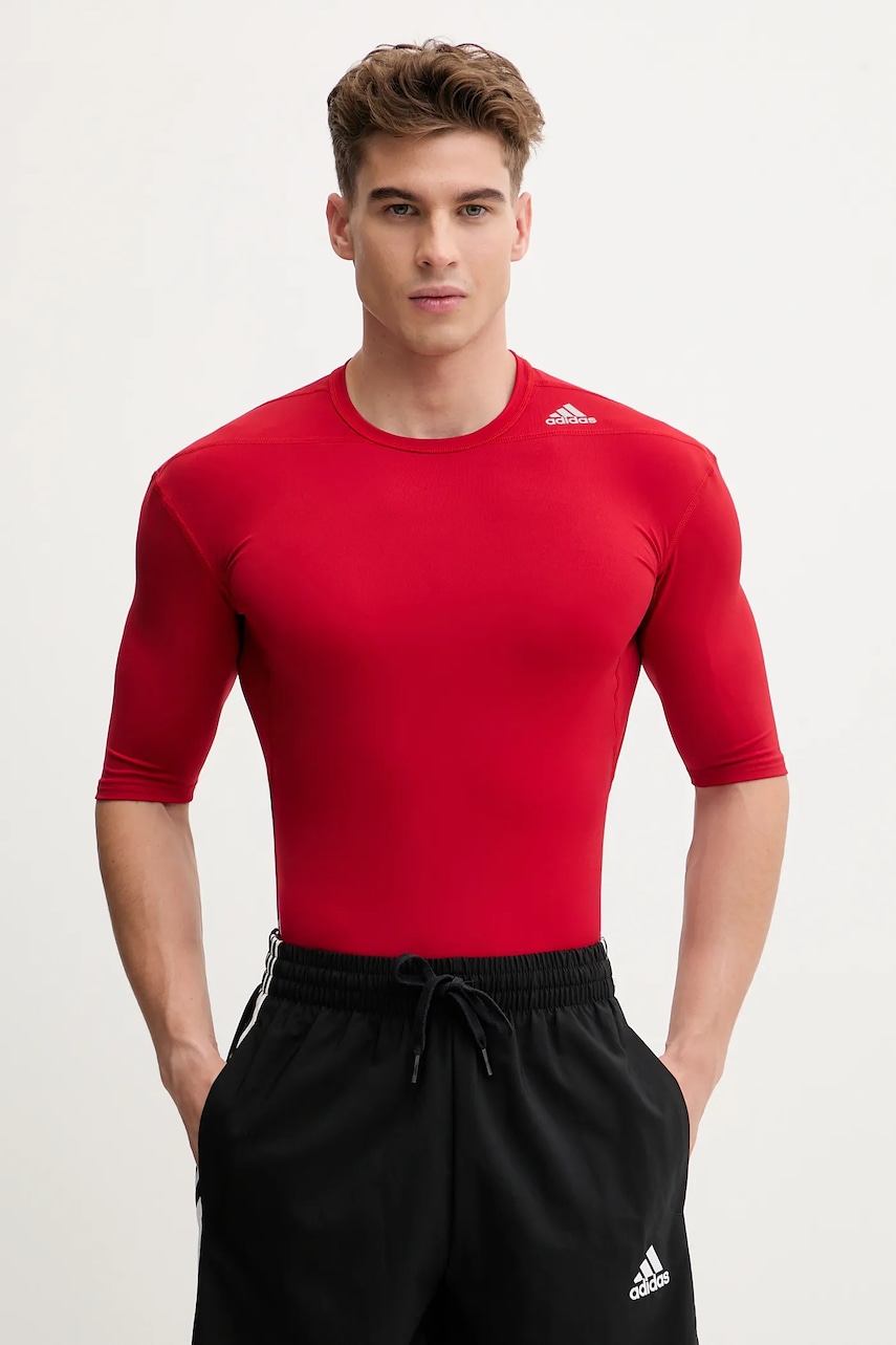 Tréninkové tričko adidas TECHFIT BASE červená barva, s potiskem, D82089-red