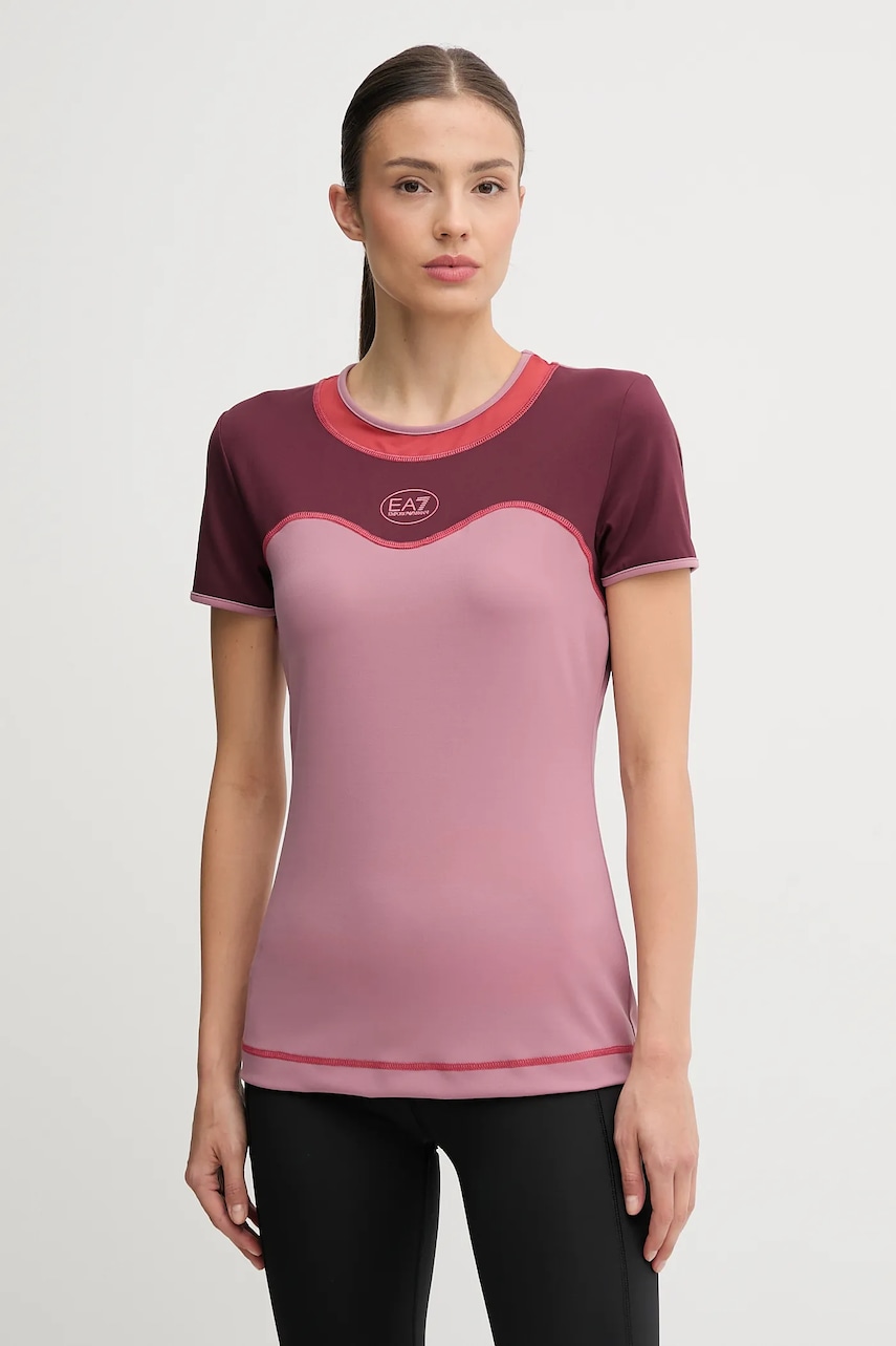Tréninkové tričko EA7 Emporio Armani růžová barva, AF19155.7W000557