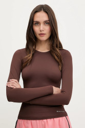 Tréninkové tričko s dlouhým rukávem P.E Nation Elemental hnědá barva, 243l265