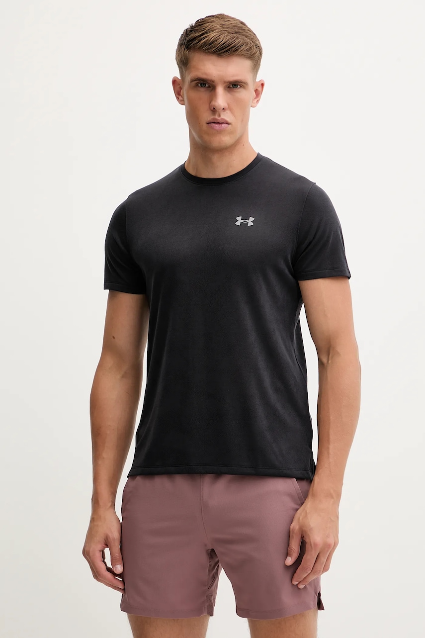 Tréninkové tričko Under Armour pánské, černá barva, s potiskem, 6006098