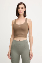 Tréninkový top adidas by Stella McCartney hnědá barva, JW1998