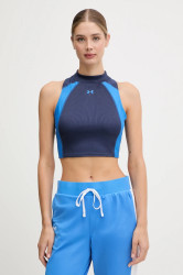 Tréninkový top Under Armour modrá barva, s pologolfem, 6003985