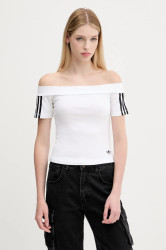 Tričko adidas Originals Bandeau Ss dámské, bílá barva, španělský výstřih, JV9741
