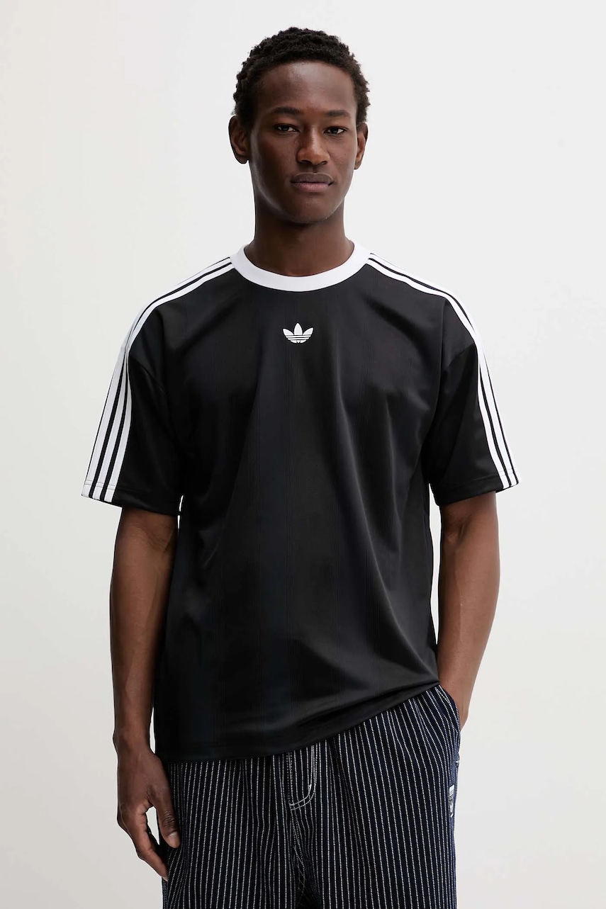 Tričko adidas Originals Jacquard Jersey pánské, černá barva, s potiskem, JW5876