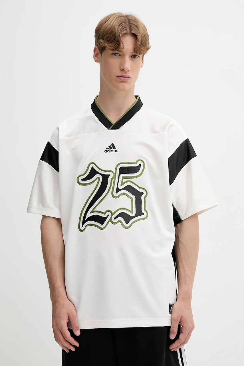 Tričko adidas Originals pánské, béžová barva, s aplikací, JY2762