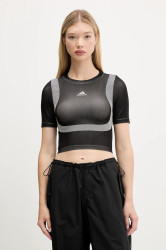 Tričko adidas Originals Seamless Techfit Baby Tee dámské, černá barva, JV7159