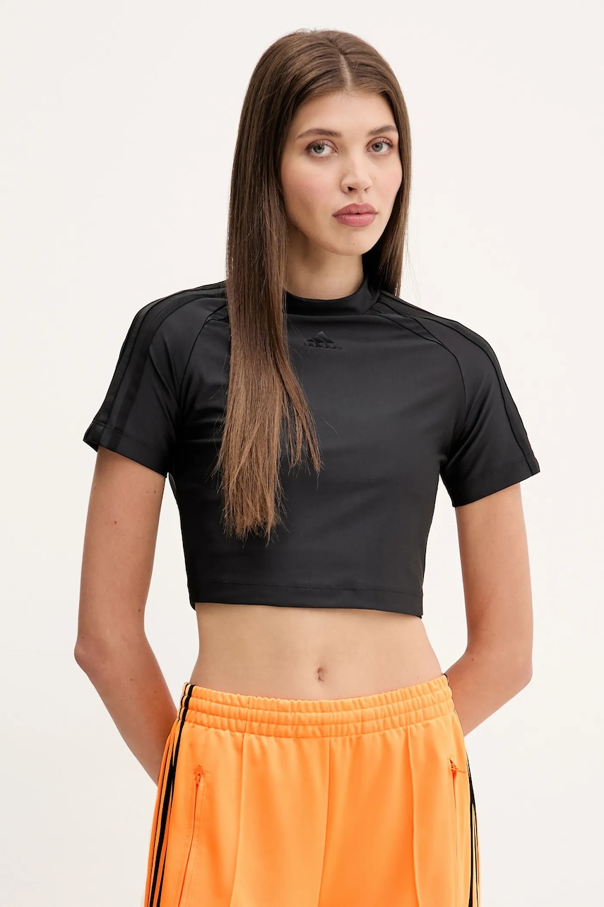 Tričko adidas Originals Teamgeist Top dámské, černá barva, JZ8278