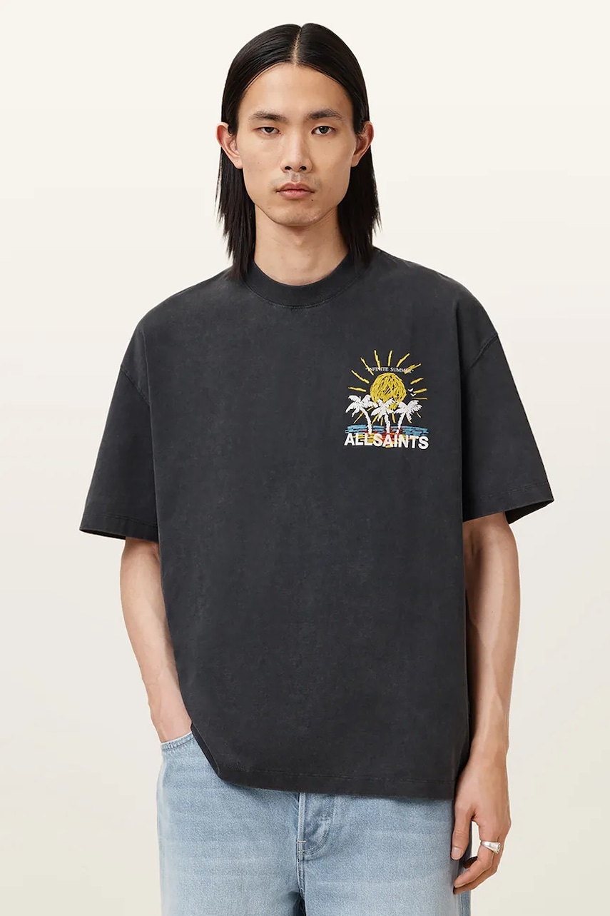 Tričko AllSaints COVE pánské, černá barva, M061PC