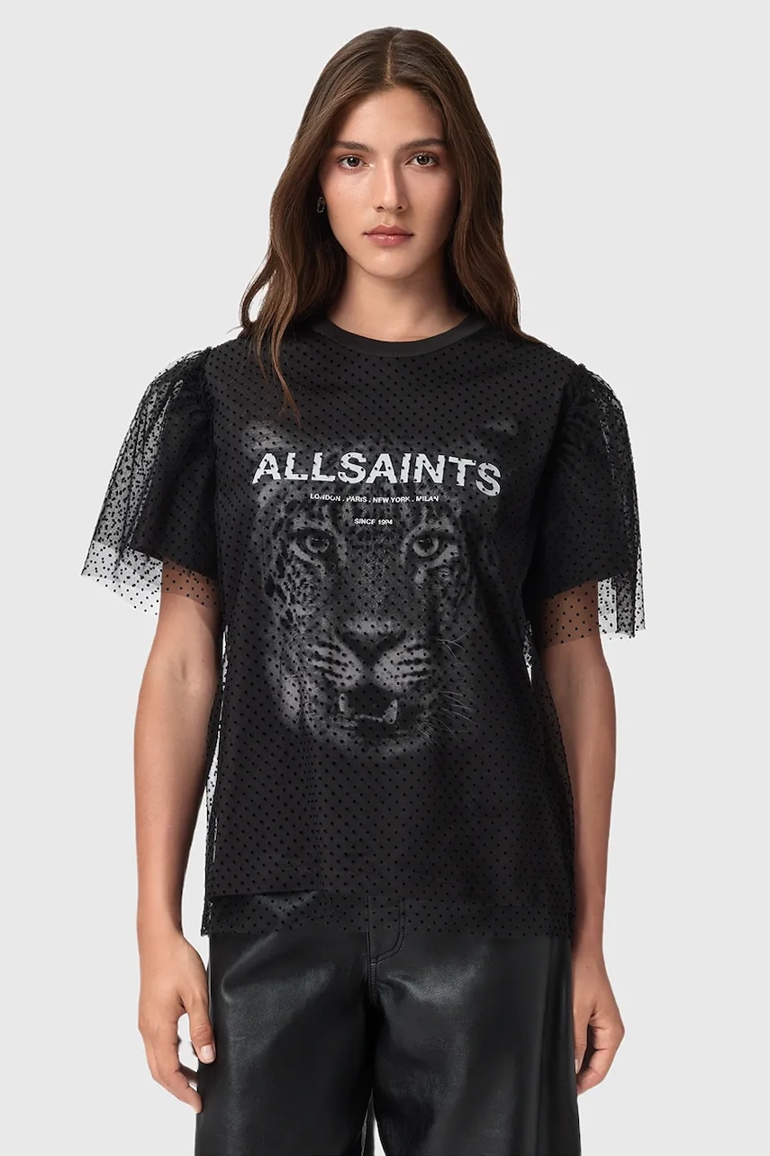 Tričko AllSaints ROAR dámské, černá barva, W075JD