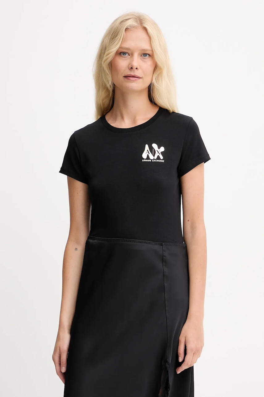 Tričko Armani Exchange dámské, černá barva, XW001347 AF17173