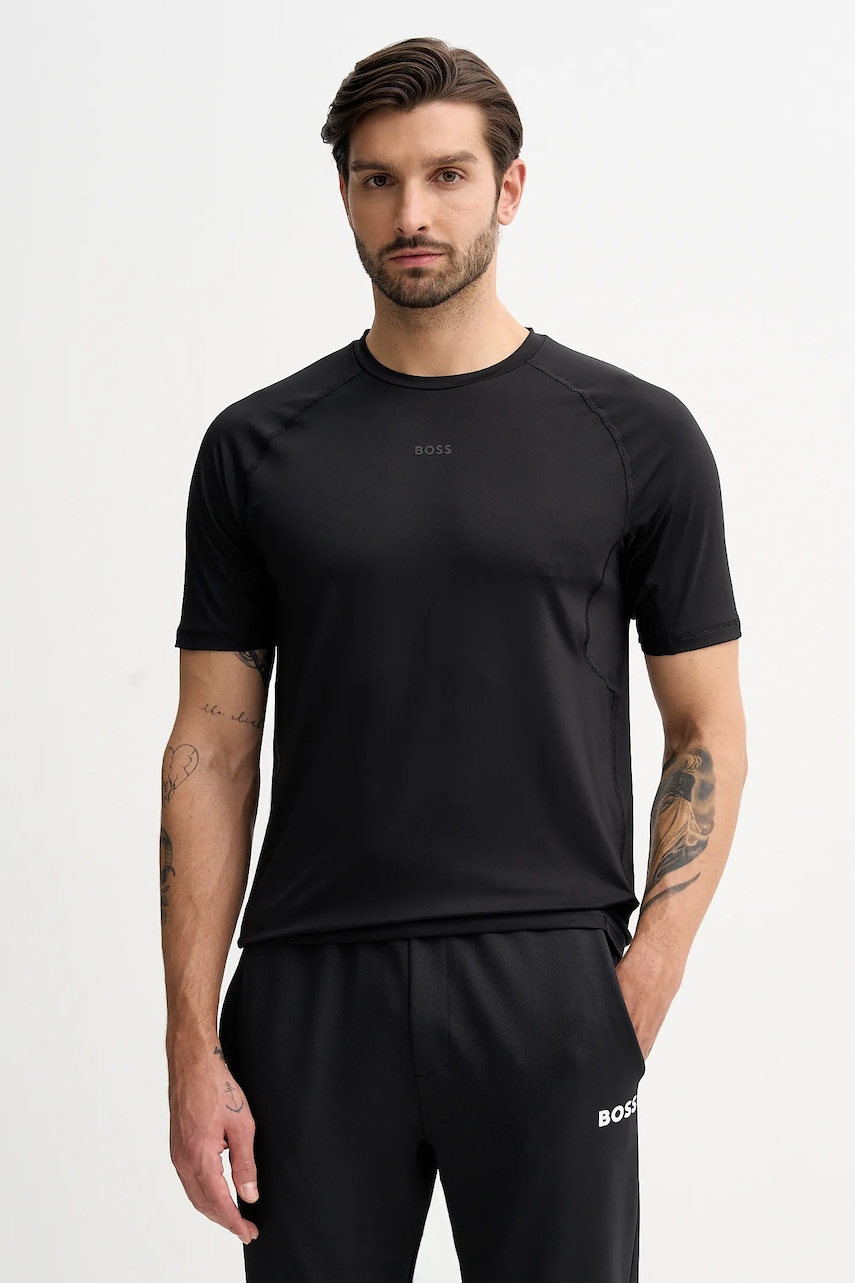 Tričko BOSS Green Tee Active 1 pánské, černá barva, s potiskem, 50531240