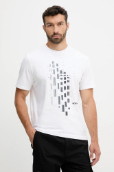 Tričko BOSS Green Tee GRX Zone pánské, bílá barva, s potiskem, 50543808