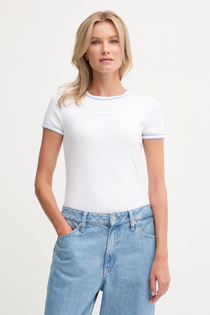 Tričko Calvin Klein Jeans dámské, bílá barva, LV047D201G
