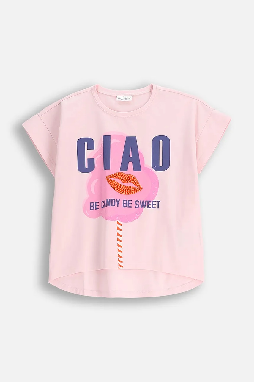 Tričko Coccodrillo růžová barva, HOLIDAY SPLASH GIRL JUNIOR