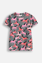 Tričko Coccodrillo zelená barva, NOSTALGIC MEADOW GIRL KIDS