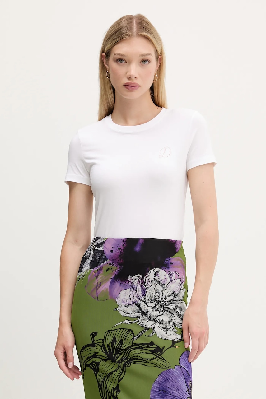 Tričko Desigual AMBER dámské, bílá barva, 25WWTK07