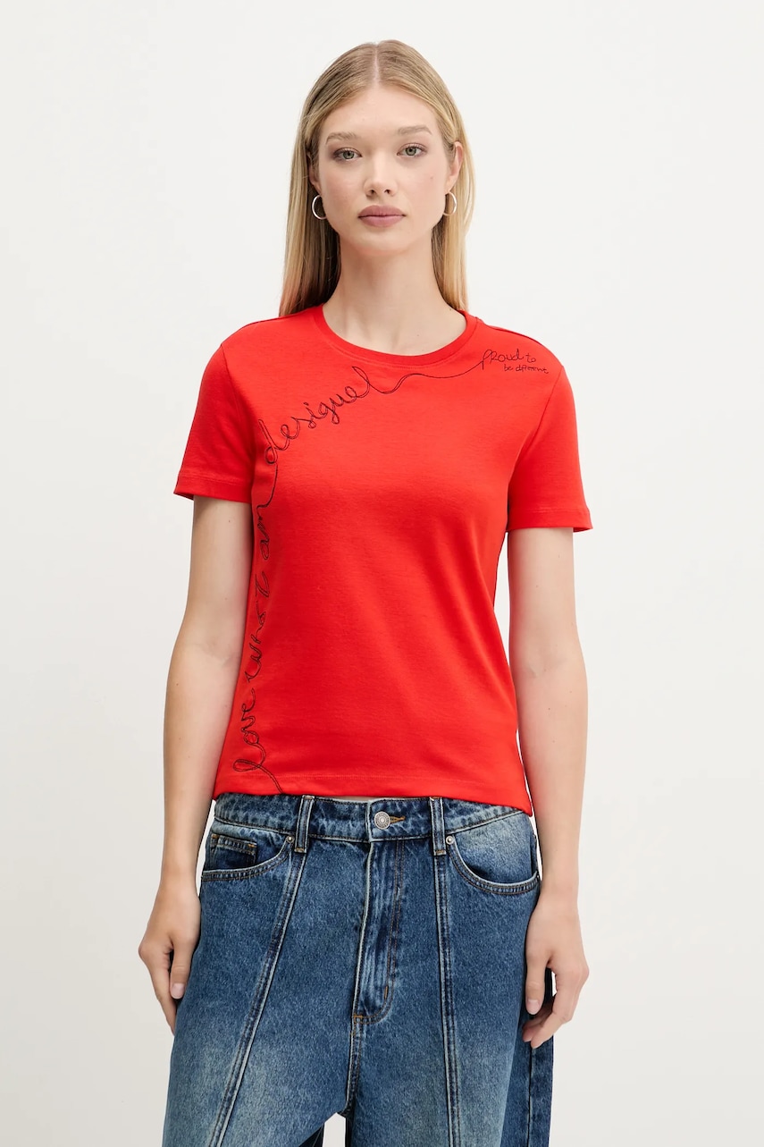Tričko Desigual CHARLY dámské, červená barva, 25WWTK08