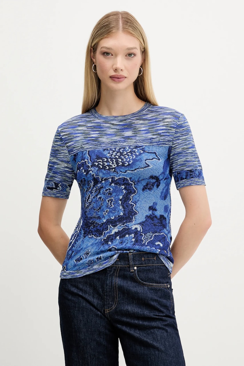 Tričko Desigual DANAE dámské, modrá barva, 25WWTF04