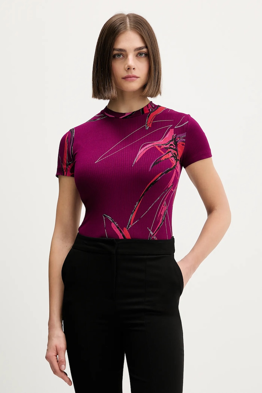 Tričko Desigual LALA dámské, vínová barva, 25WWTK16