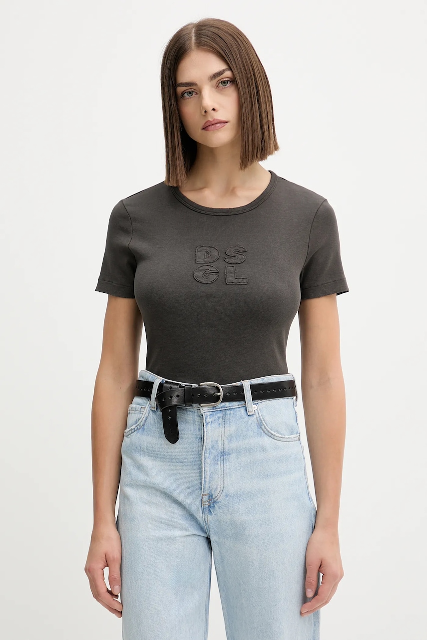 Tričko Desigual PRAGA dámské, šedá barva, 25WWTK46