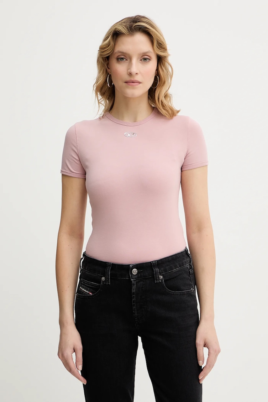 Tričko Diesel T-UNCUTIESLONG-OD dámské, růžová barva, A19917.0AHQH