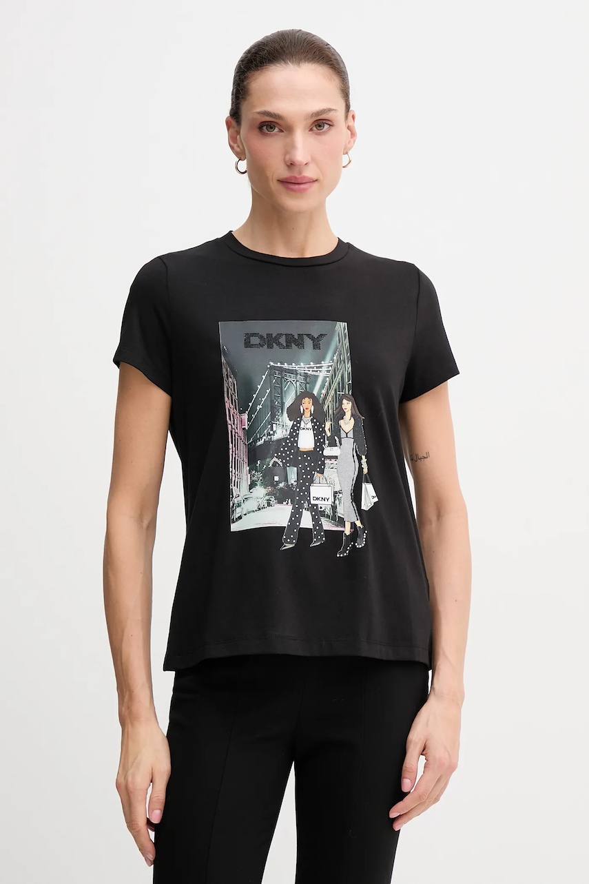 Tričko Dkny KNIT TOPS dámské, černá barva, P5MOHWNA