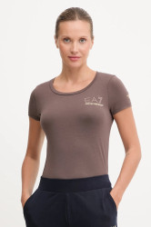 Tričko EA7 Emporio Armani dámské, hnědá barva, TJDQZ.8NTT65
