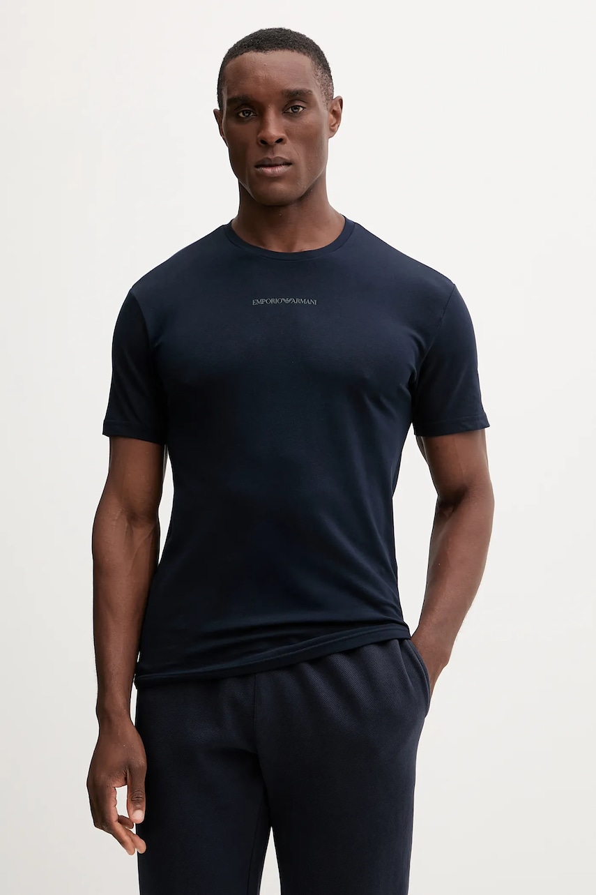 Tričko Emporio Armani Underwear pánské, tmavomodrá barva, s potiskem, EM000379 AF14989
