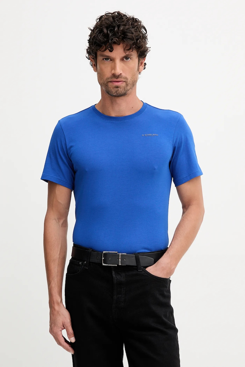 Tričko G-Star Slim base pánské, modrá barva, D19070-C723-888