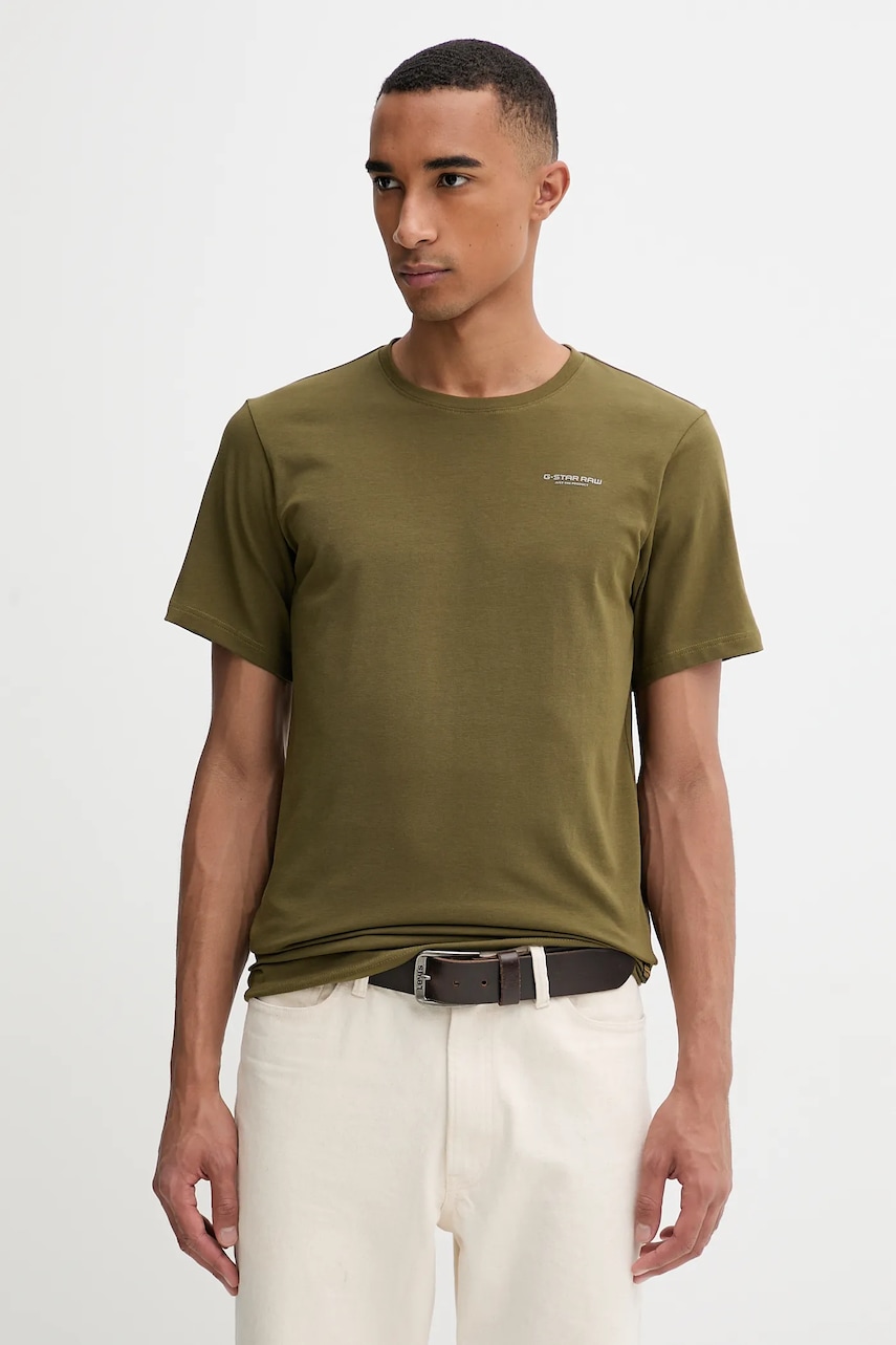 Tričko G-Star Slim base pánské, zelená barva, s potiskem, D19070-C723-C744