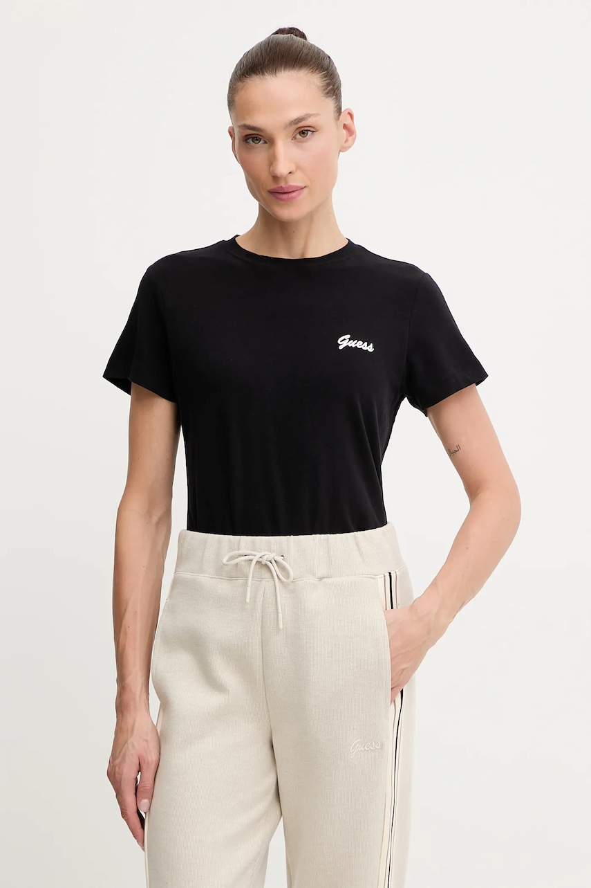 Tričko Guess ALBA dámské, černá barva, V5BI17 KCBF1