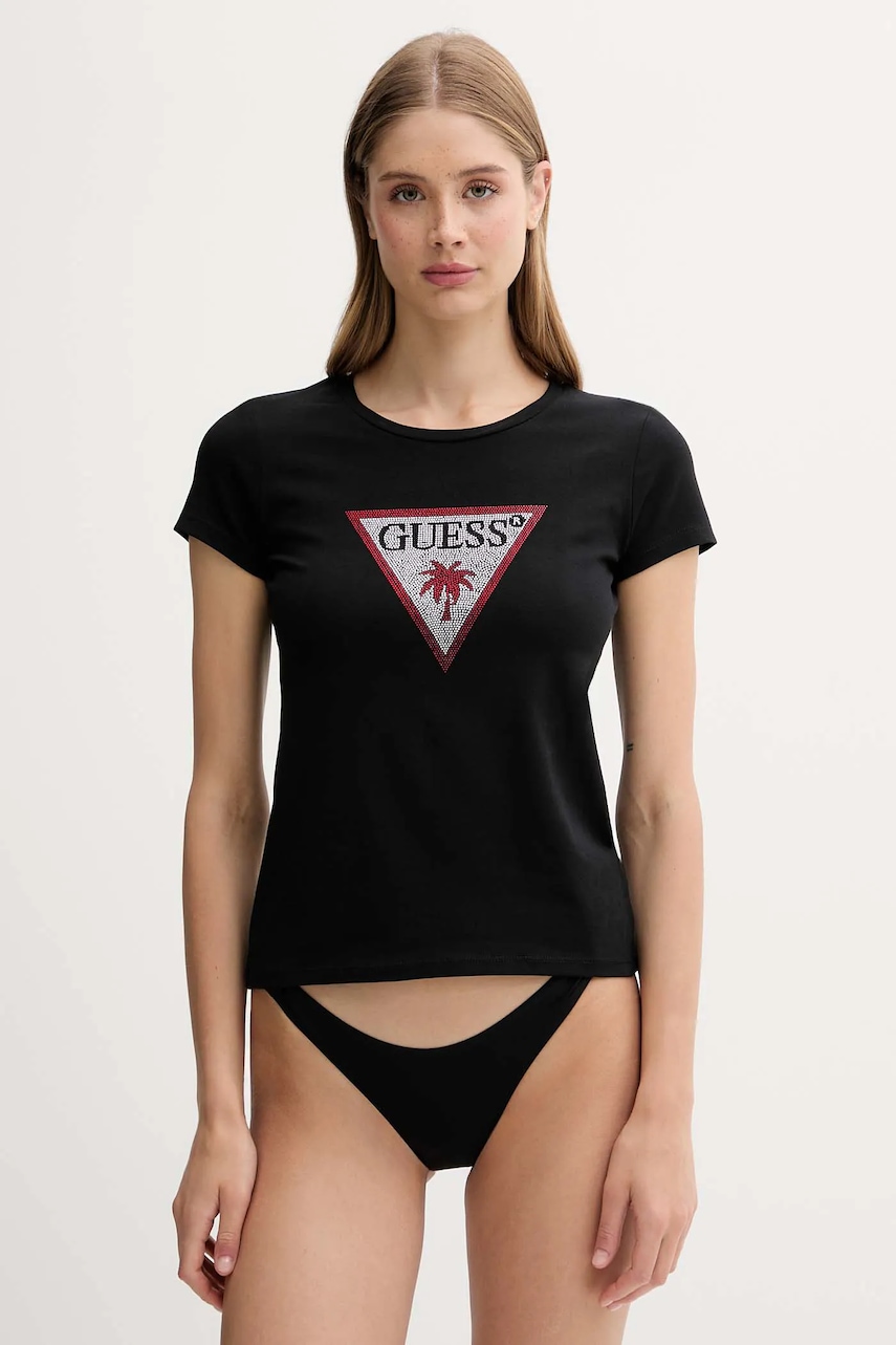 Tričko Guess dámské, černá barva, E5GI08 J1314