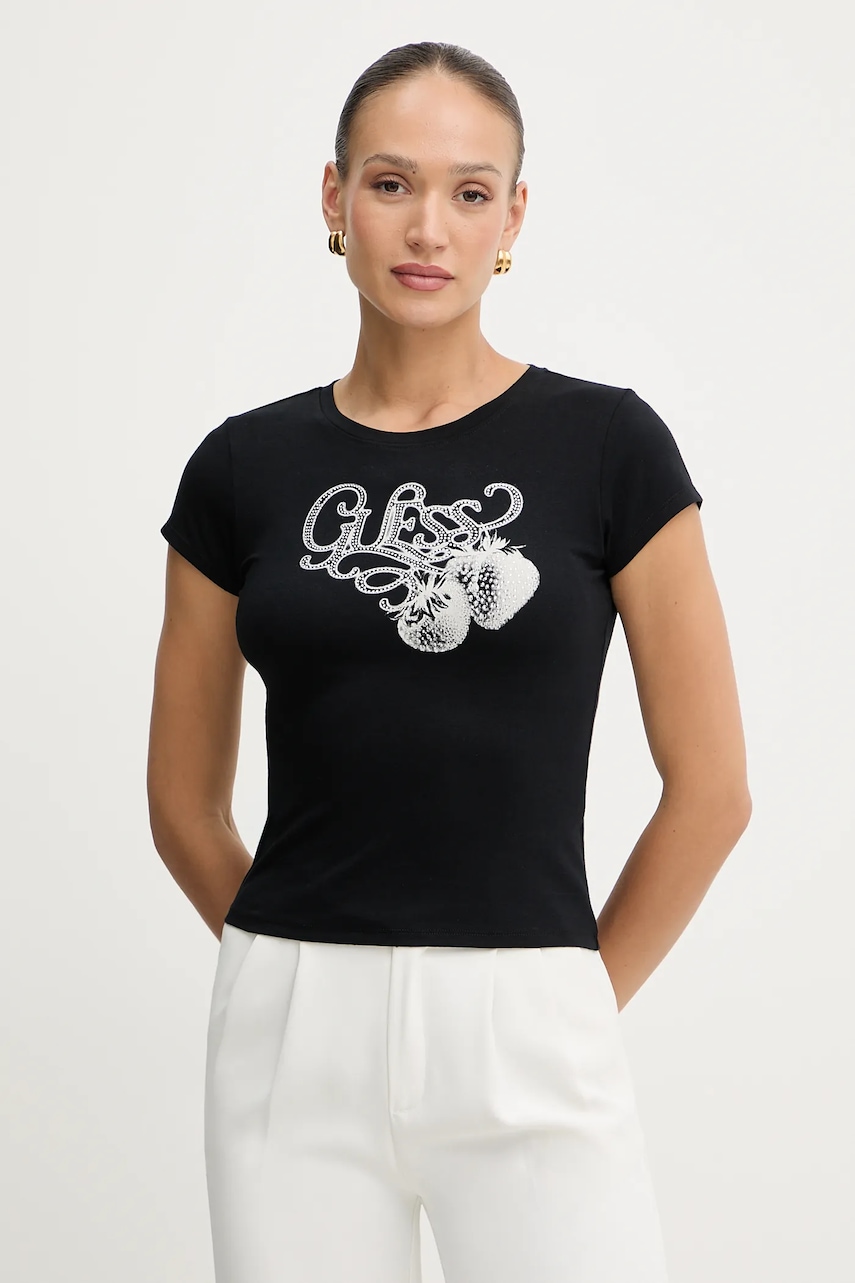 Tričko Guess dámské, černá barva, W5YI29 K49A1