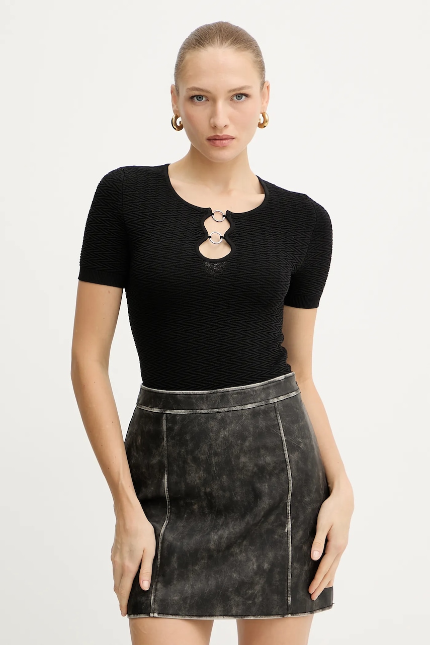 Tričko Guess HELENA dámské, černá barva, W5YR16 Z3OV0