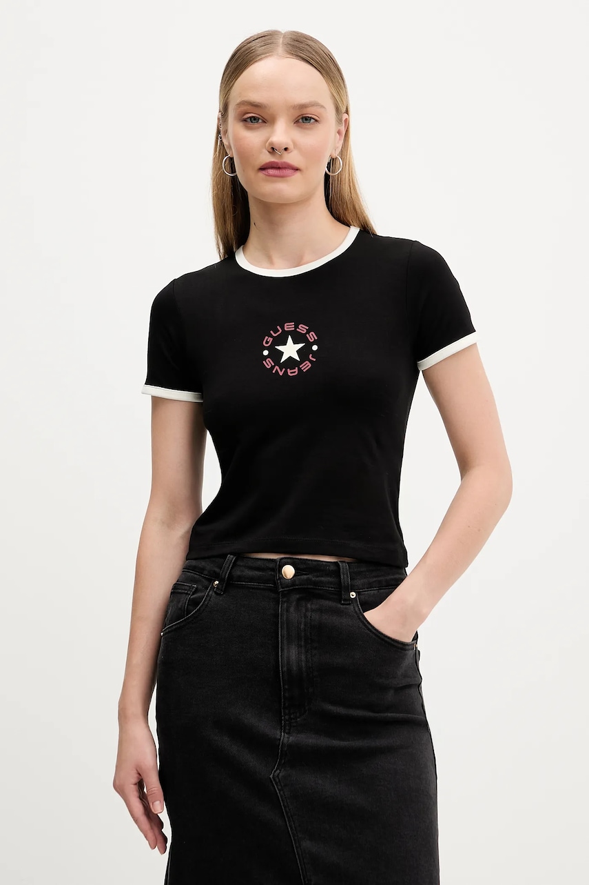 Tričko Guess Jeans dámské, černá barva, W5BI17 J1314