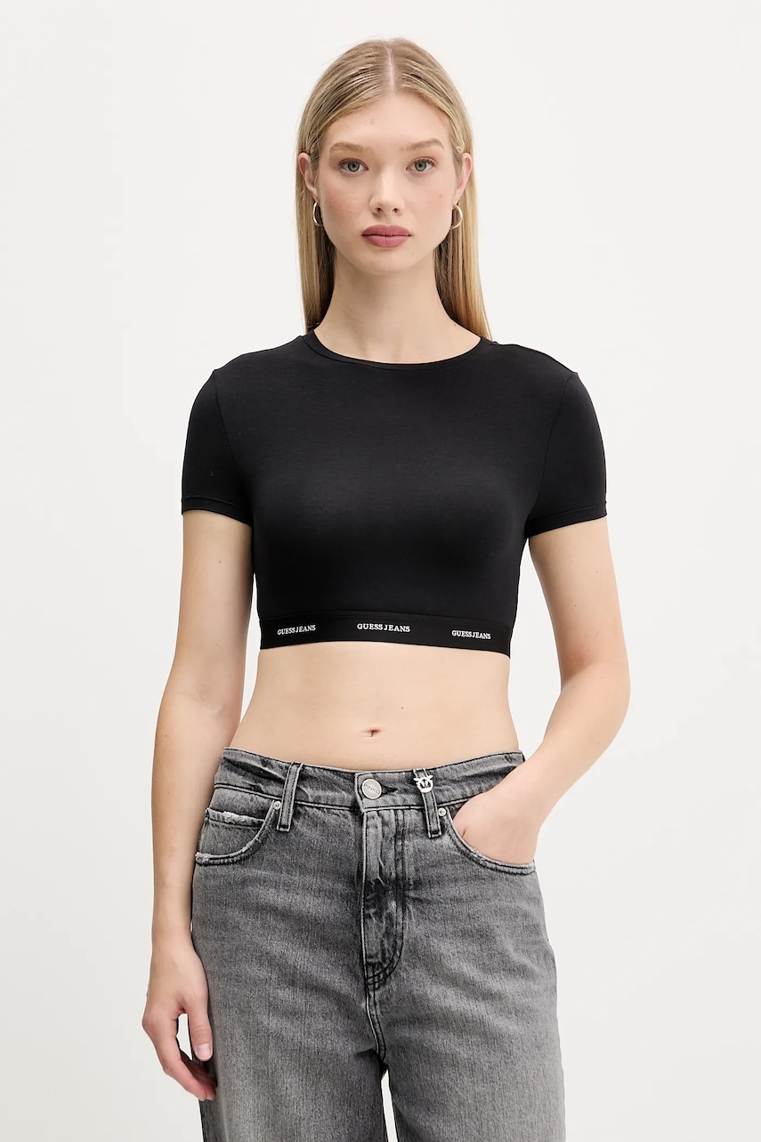 Tričko Guess Jeans dámské, černá barva, W5YZ02 KBBU1