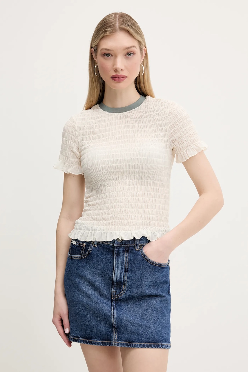 Tričko Guess Originals dámské, béžová barva, W5GP51 KBBF2