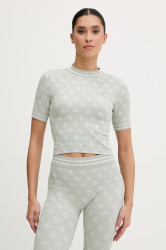 Tričko Guess RHOMBUS dámské, zelená barva, V5BP07 K2000