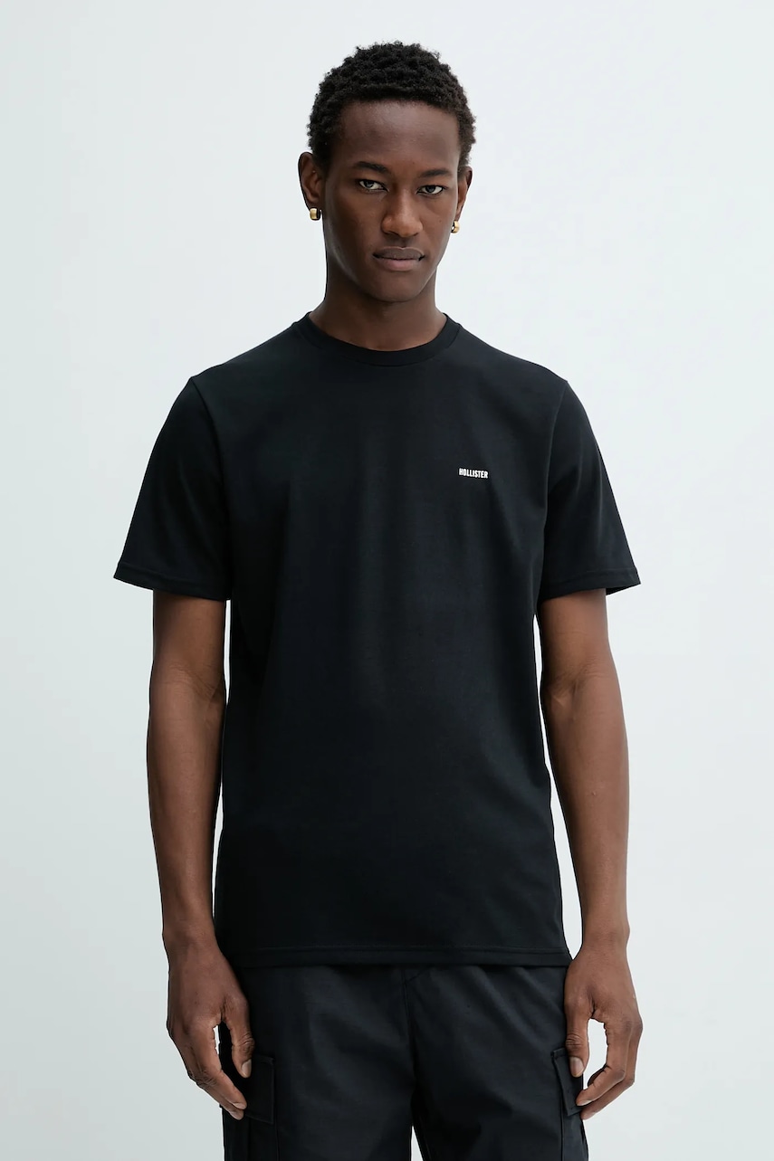 Tričko Hollister Co. pánské, černá barva, KI323-5499