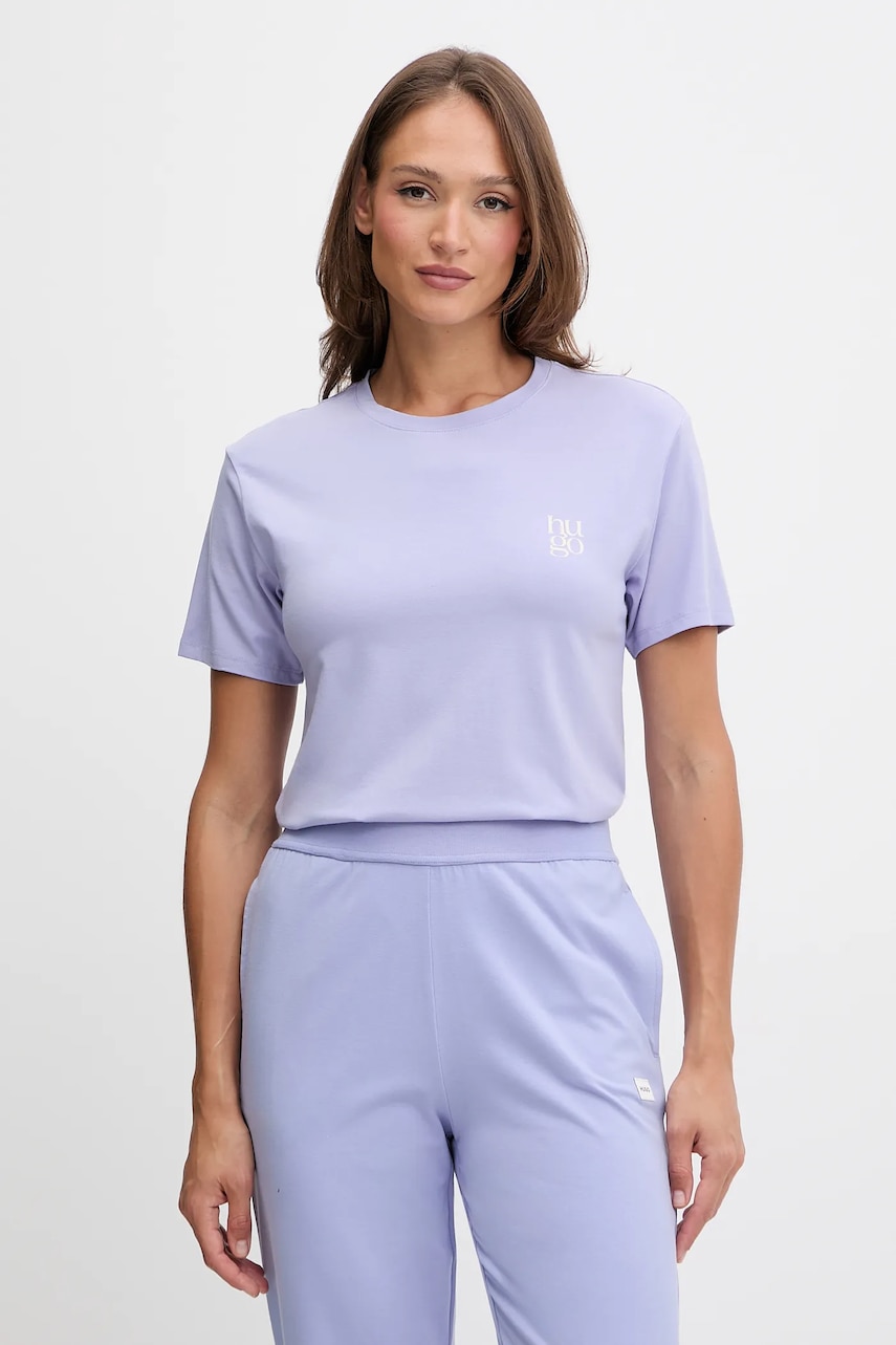 Tričko HUGO CASUAL T-SHIRT dámské, fialová barva, 50556981