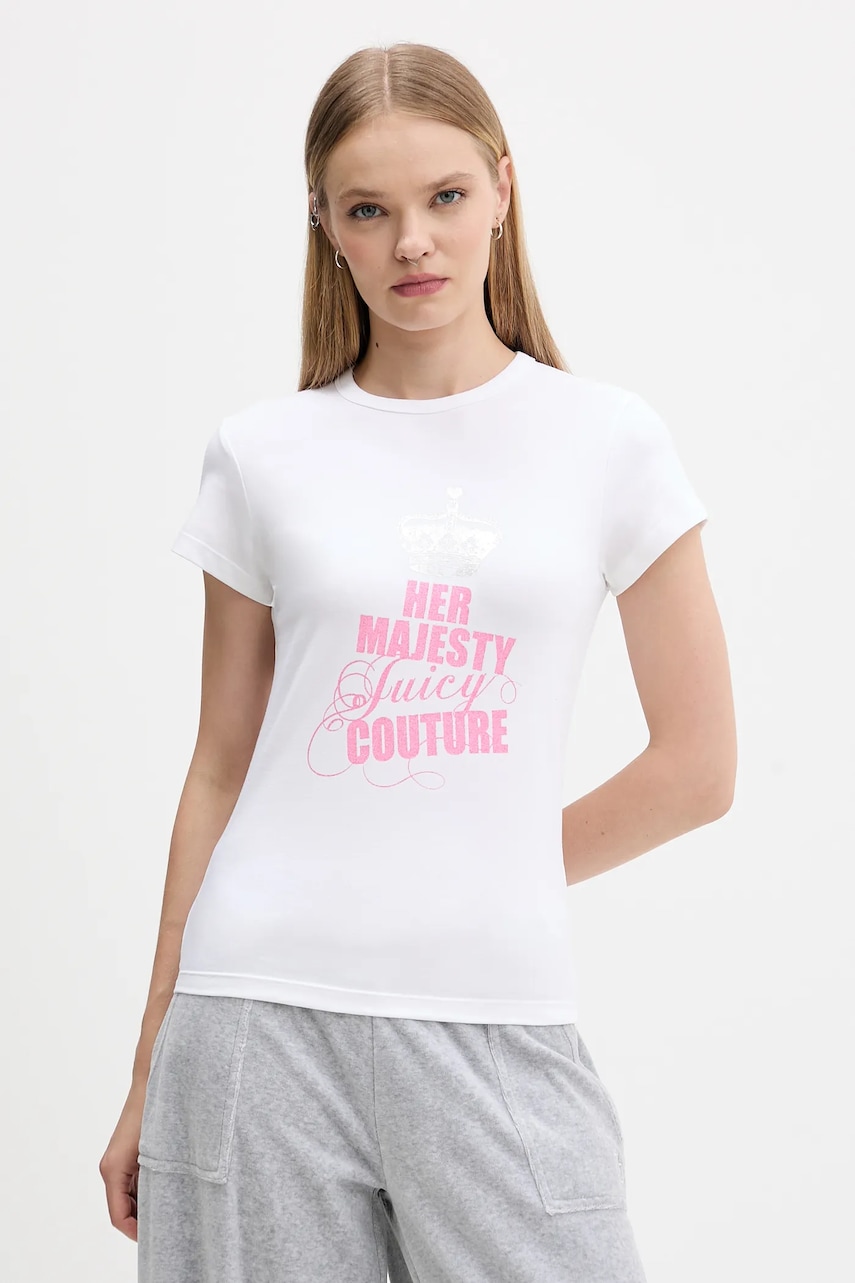 Tričko Juicy Couture dámské, bílá barva, JCNCT225464