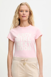 Tričko Juicy Couture JUICY GIRL NEXT DOOR HILTON T-SHIRT dámské, růžová barva, JCNCT225457
